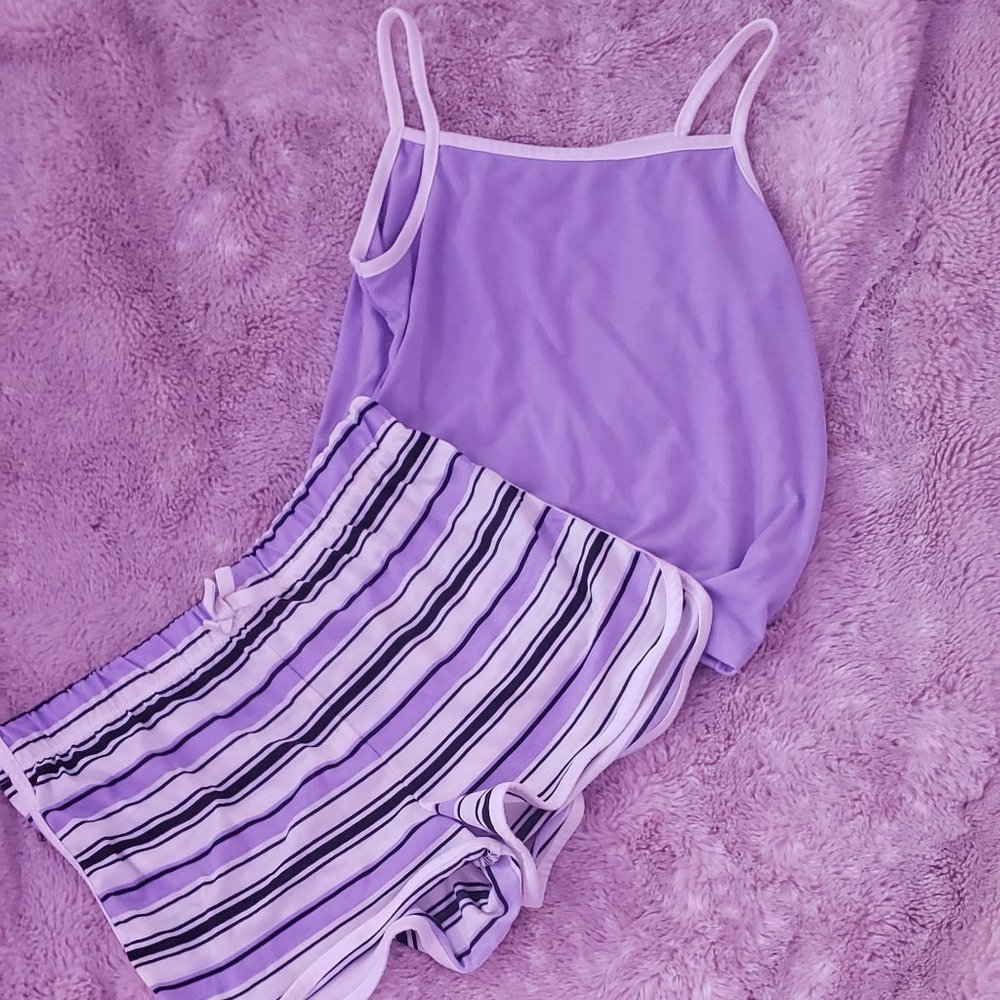 A no boundaries purple white pajamas set